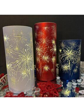 Set of 3 Celebration Hurricanes by Valerie Multi Firework New in Box - READ